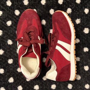 PRE-LOVED | Women’s Red and White Suede Sneakers